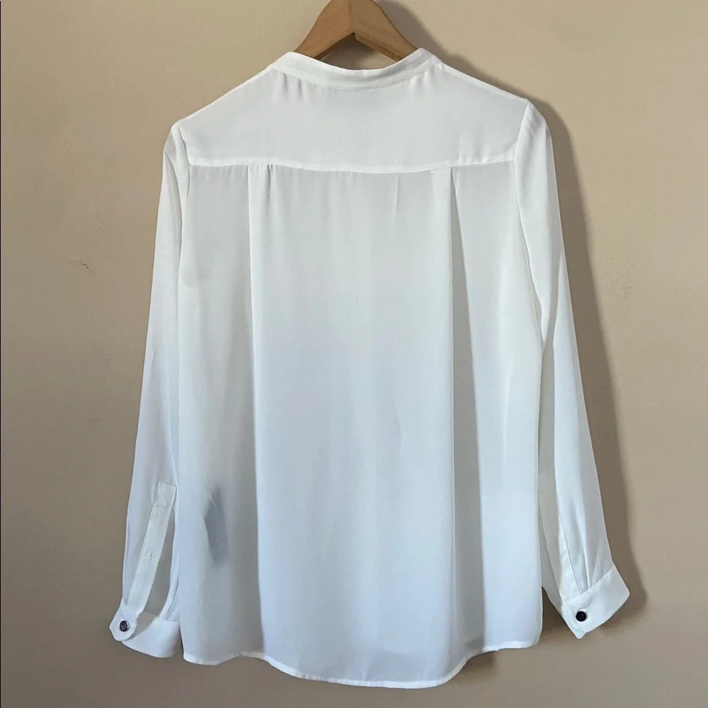 The Kooples White Semi-Sheer Button Front White XS